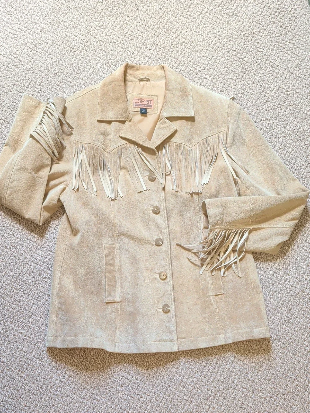Vintage Tan Leather Suede Fringe Western Jacket L - Picture 13 of 16